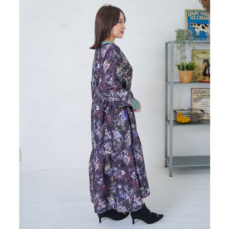 星座・楽器・雪の結晶柄 布帛×コーデュロイワンピース | ScoLar | 詳細画像8 