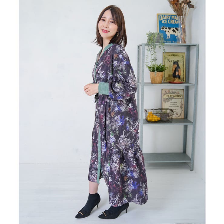 星座・楽器・雪の結晶柄 布帛×コーデュロイワンピース | ScoLar | 詳細画像7 