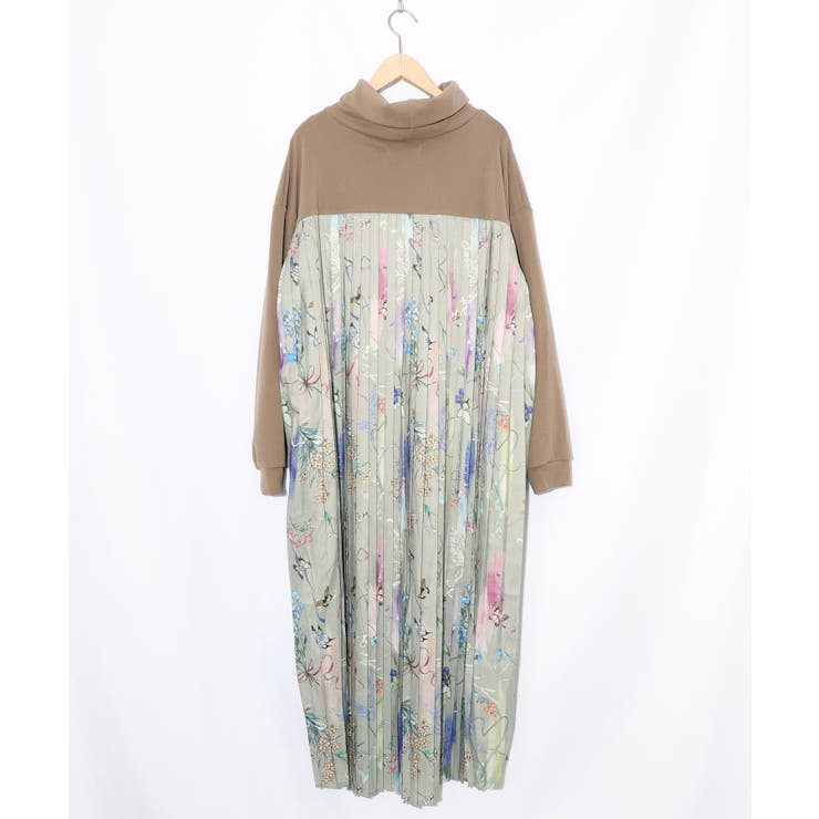 花柄素材切替タートルネックワンピース | ScoLar | 詳細画像19 