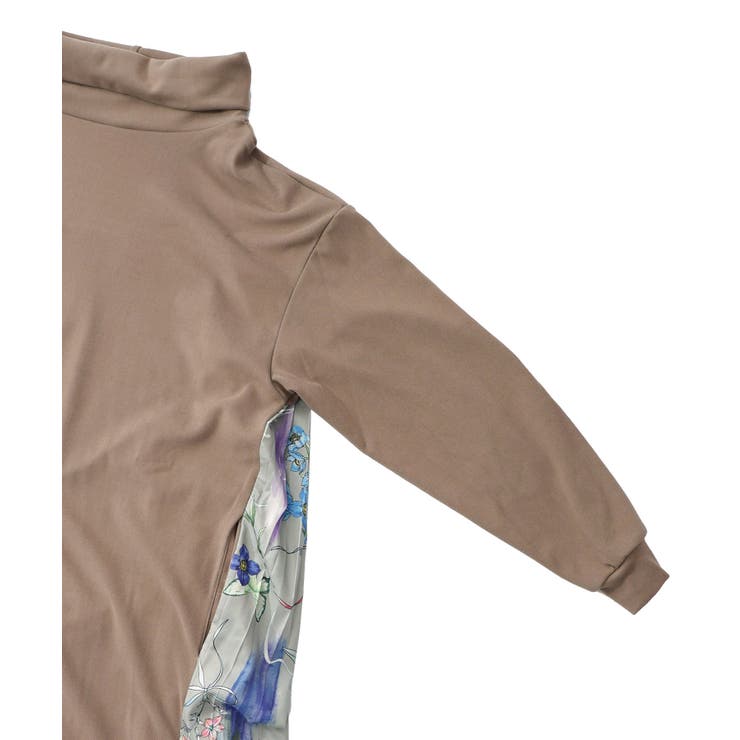 花柄素材切替タートルネックワンピース | ScoLar | 詳細画像22 