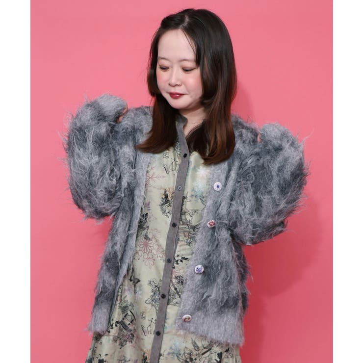 杢グレー | マーブル模様シャギーニットカーディガン | ScoLar