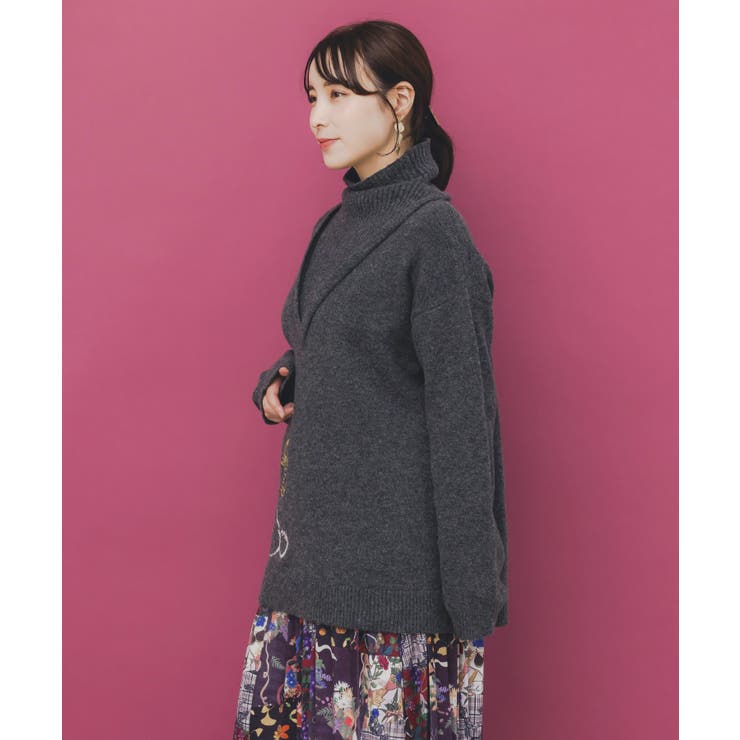 うさぎ柄ニットチュニック | ScoLar | 詳細画像3 