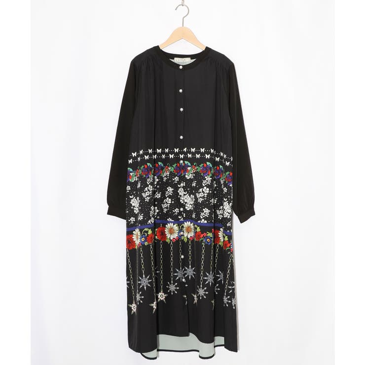 冬のオーナメント×花柄 前開きワンピース | ScoLar | 詳細画像8 