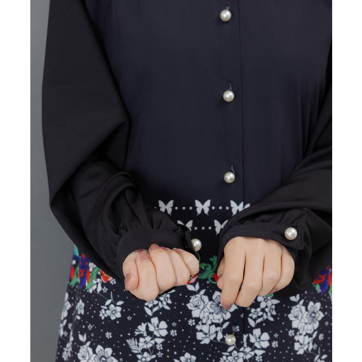 冬のオーナメント×花柄 前開きワンピース | ScoLar | 詳細画像6 