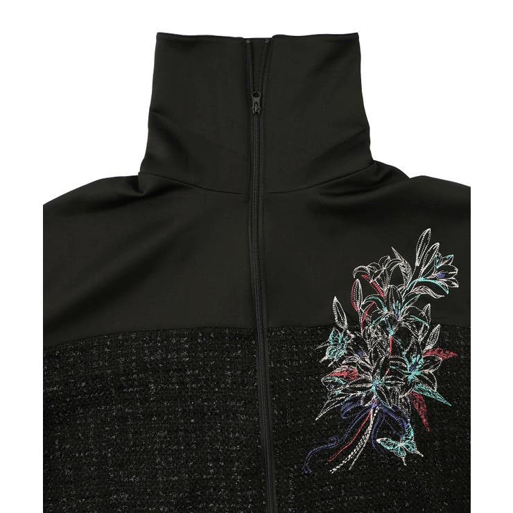 ダンボールニット×ツイード花刺繍ブルゾン | ScoLar | 詳細画像12 