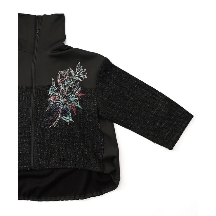 ダンボールニット×ツイード花刺繍ブルゾン | ScoLar | 詳細画像13 