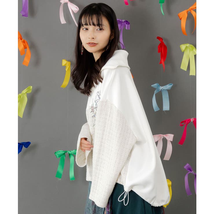 ダンボールニット×ツイード花刺繍ブルゾン | ScoLar | 詳細画像5 