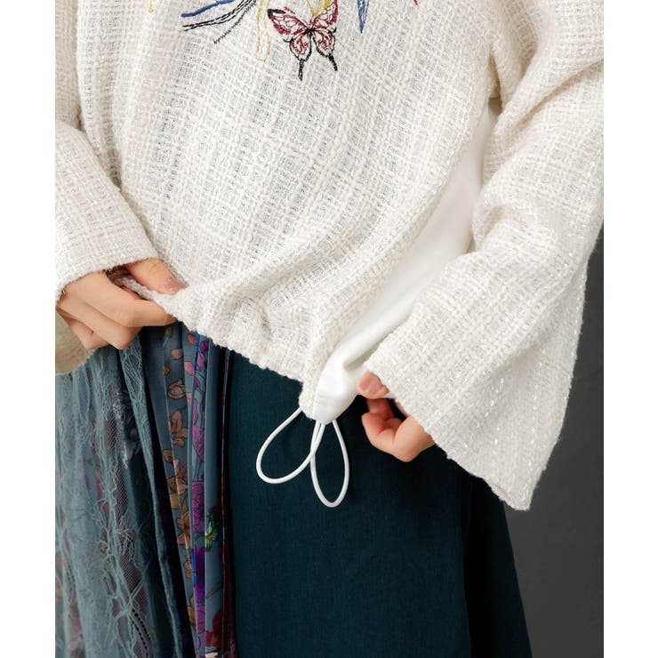 ダンボールニット×ツイード花刺繍ブルゾン | ScoLar | 詳細画像7 