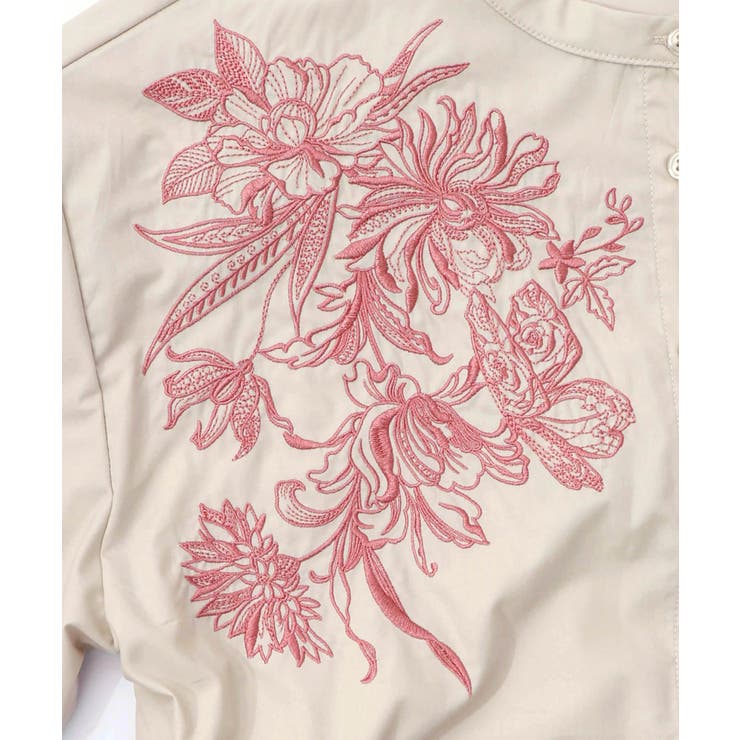 花刺繍トレンチコート風 異素材切替ワンピース | ScoLar | 詳細画像11 