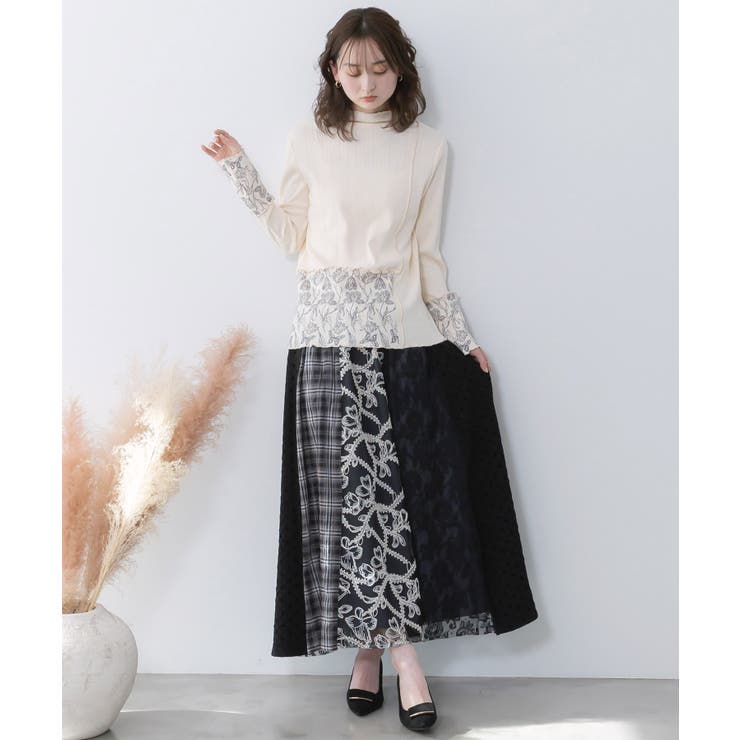 ドット×チェック×チュール×レース切替スカート | ScoLar | 詳細画像1 