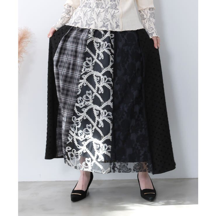 ドット×チェック×チュール×レース切替スカート | ScoLar | 詳細画像2 