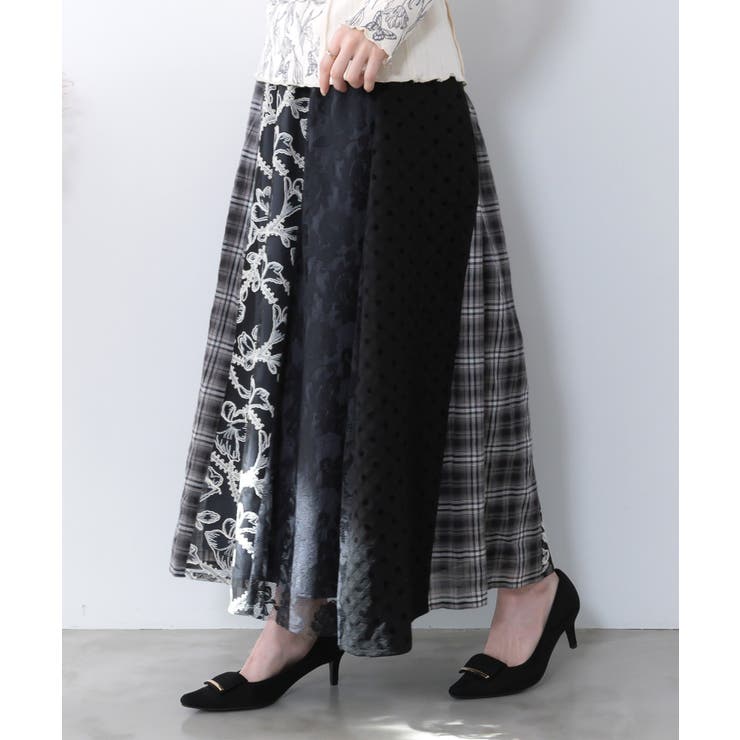 ドット×チェック×チュール×レース切替スカート | ScoLar | 詳細画像3 