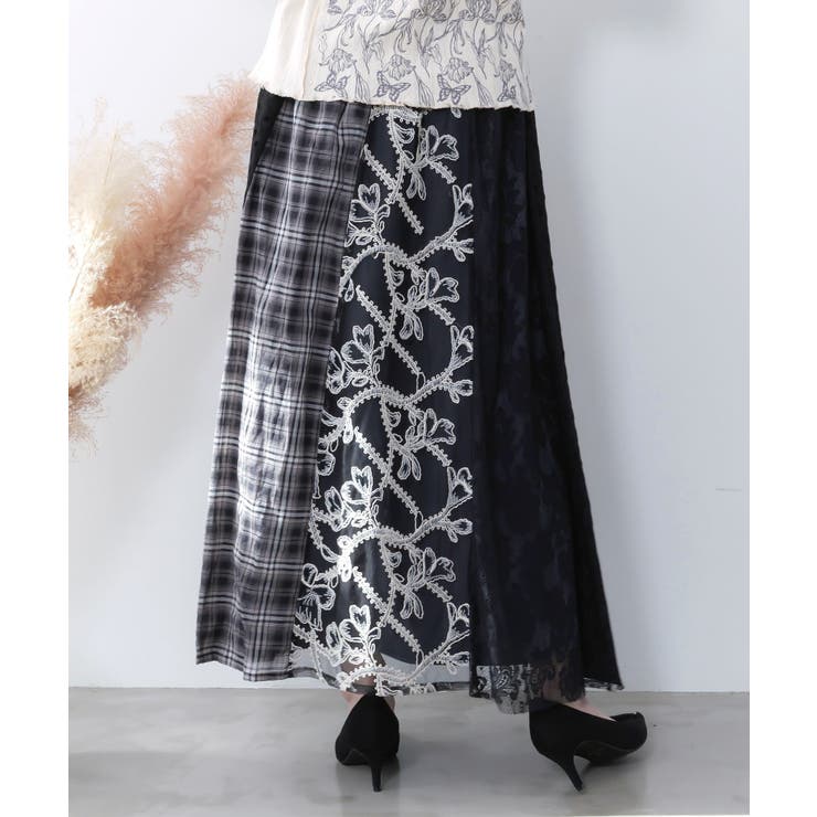 ドット×チェック×チュール×レース切替スカート | ScoLar | 詳細画像4 