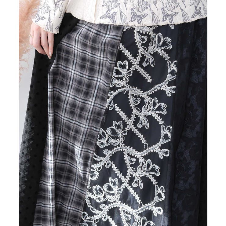 ドット×チェック×チュール×レース切替スカート | ScoLar | 詳細画像6 