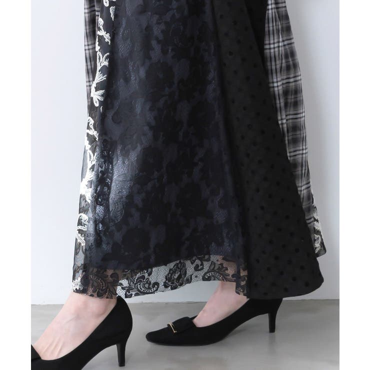 ドット×チェック×チュール×レース切替スカート | ScoLar | 詳細画像7 