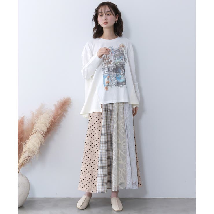 ドット×チェック×チュール×レース切替スカート | ScoLar | 詳細画像8 