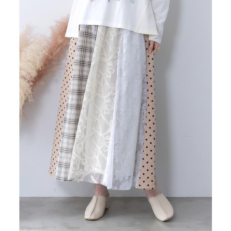 ドット×チェック×チュール×レース切替スカート | ScoLar | 詳細画像9 