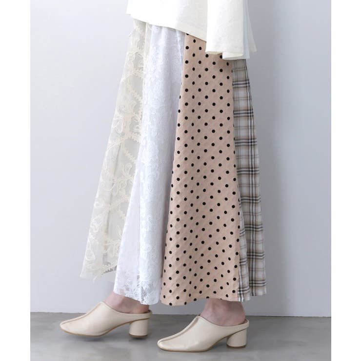 ドット×チェック×チュール×レース切替スカート | ScoLar | 詳細画像10 