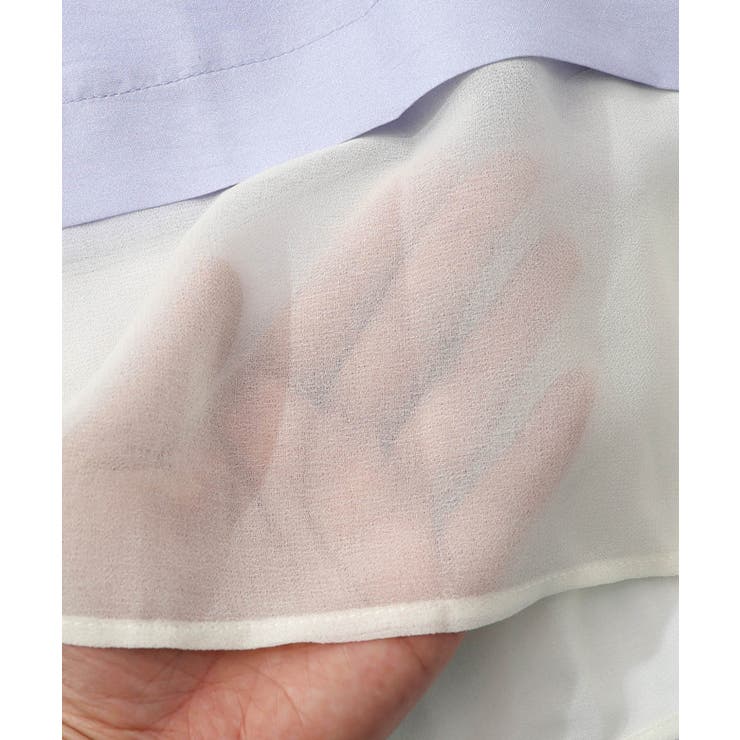 布帛ｘシフォン異素材切替バイカラー花柄シャツ | ScoLar | 詳細画像14 