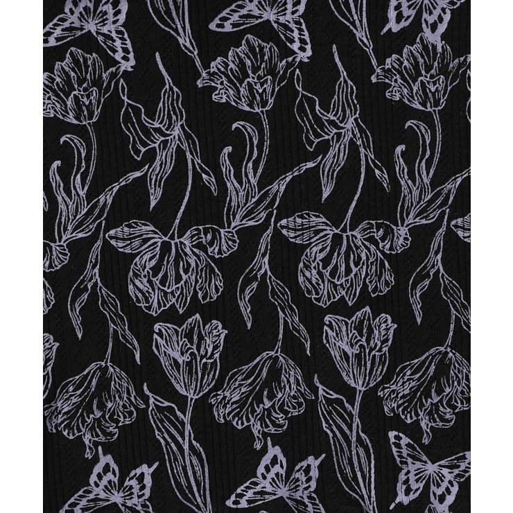 花蝶柄テレコ素材メロウ入りパンツ | ScoLar | 詳細画像9 