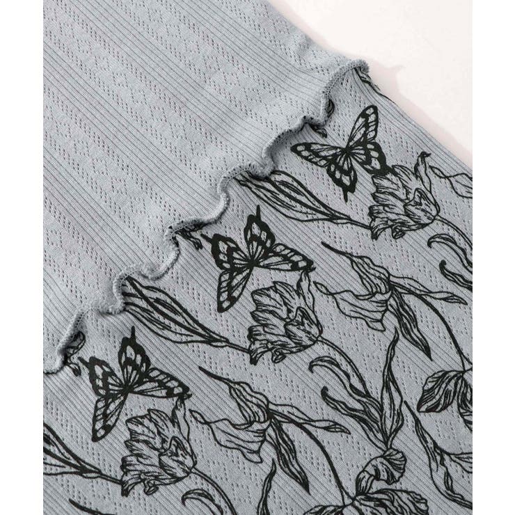 花蝶柄テレコ素材メロウ入りパンツ | ScoLar | 詳細画像13 