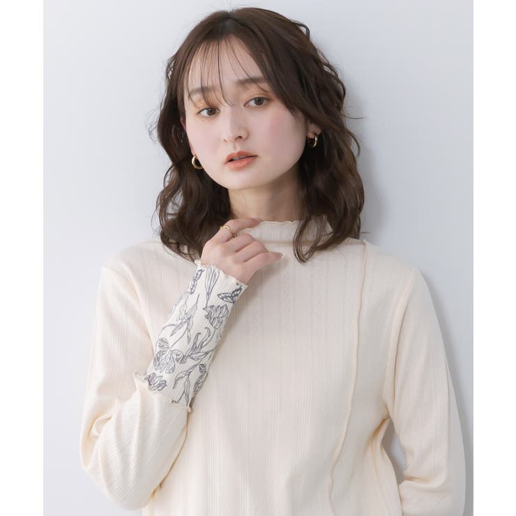 花蝶柄テレコ素材メロウ入りインナー | ScoLar | 詳細画像5 