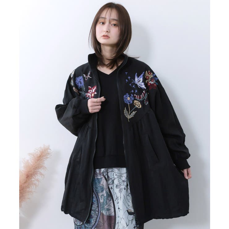 リボン×花刺繍ドルマンスリーブブルゾン | ScoLar | 詳細画像2 