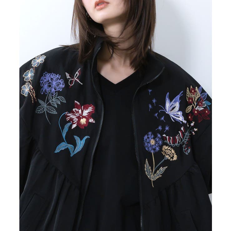 リボン×花刺繍ドルマンスリーブブルゾン | ScoLar | 詳細画像6 