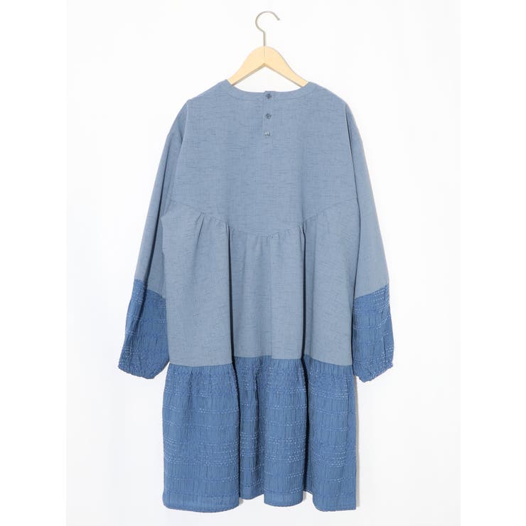 花蝶刺繍シャーリング生地ティアード風ワンピース | ScoLar | 詳細画像13 