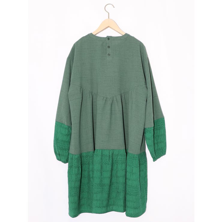 花蝶刺繍シャーリング生地ティアード風ワンピース | ScoLar | 詳細画像15 