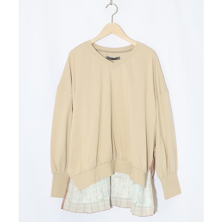 ベージュ | 星座×ステンドグラス柄プリーツ切替プルオーバー | ScoLar