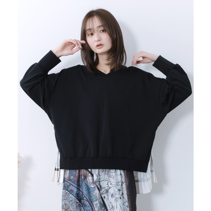 ブラック | 星座×ステンドグラス柄プリーツ切替プルオーバー | ScoLar