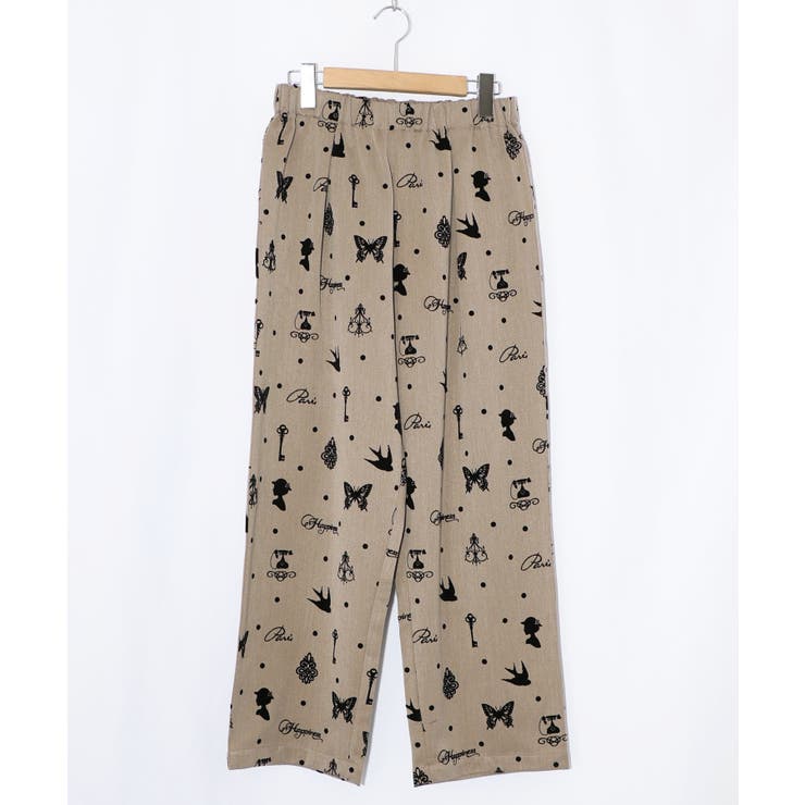 ベージュ | アンティーク調フロッキープリントパンツ | ScoLar