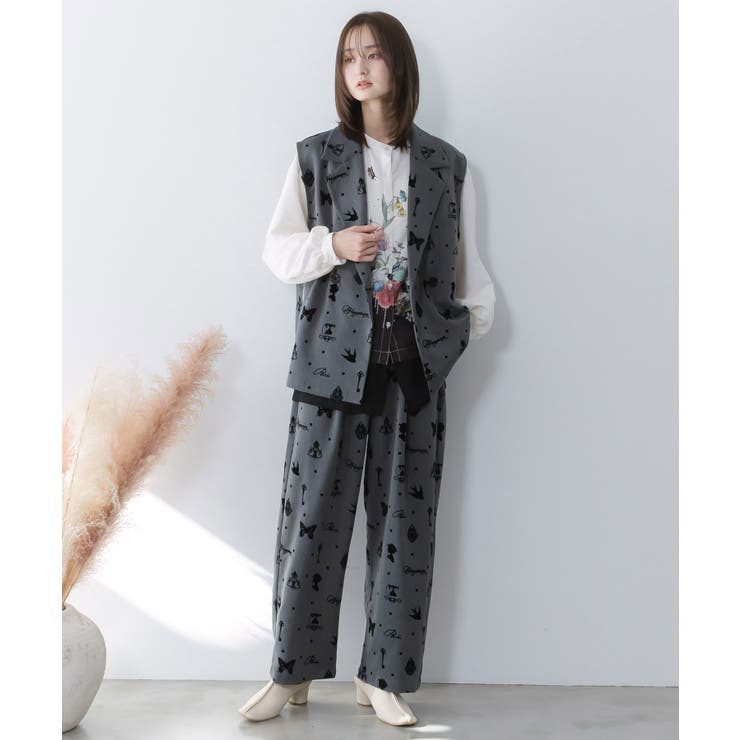 アンティーク調フロッキープリントパンツ | ScoLar | 詳細画像1 