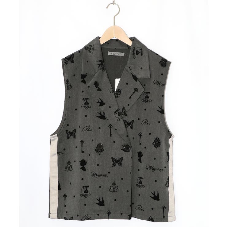 アンティーク調フロッキープリントベスト | ScoLar | 詳細画像10 