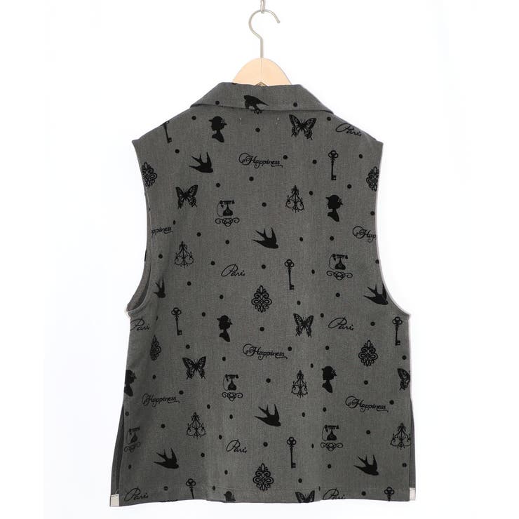 アンティーク調フロッキープリントベスト | ScoLar | 詳細画像11 