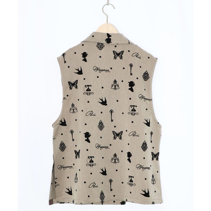 アンティーク調フロッキープリントベスト | ScoLar | 詳細画像13 