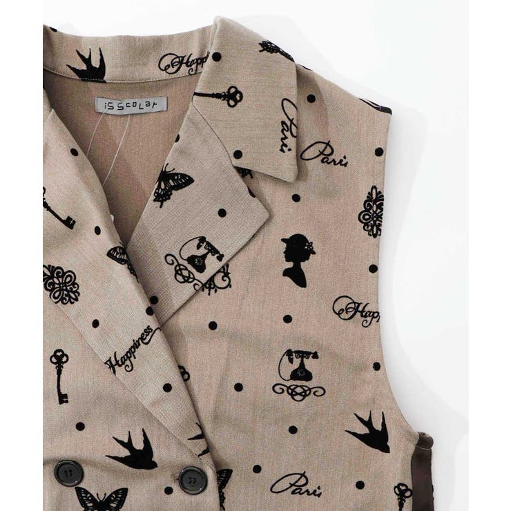 アンティーク調フロッキープリントベスト | ScoLar | 詳細画像16 