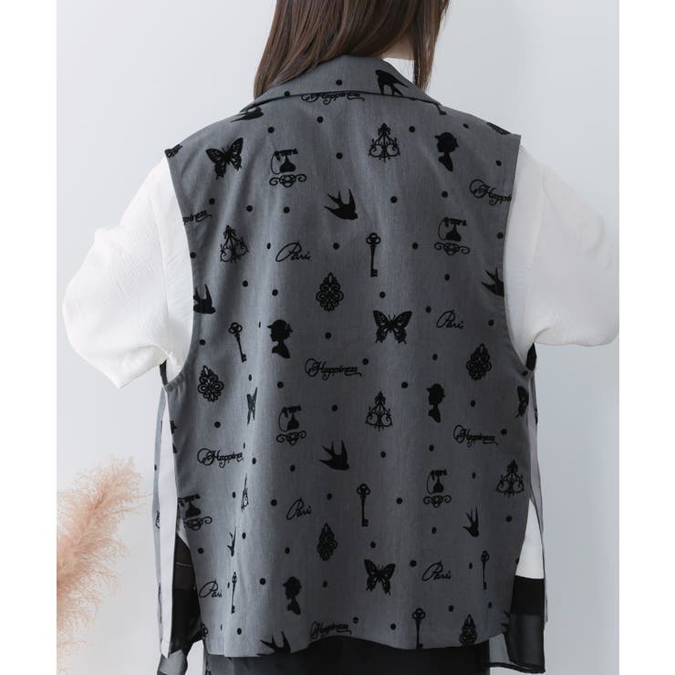 アンティーク調フロッキープリントベスト | ScoLar | 詳細画像9 