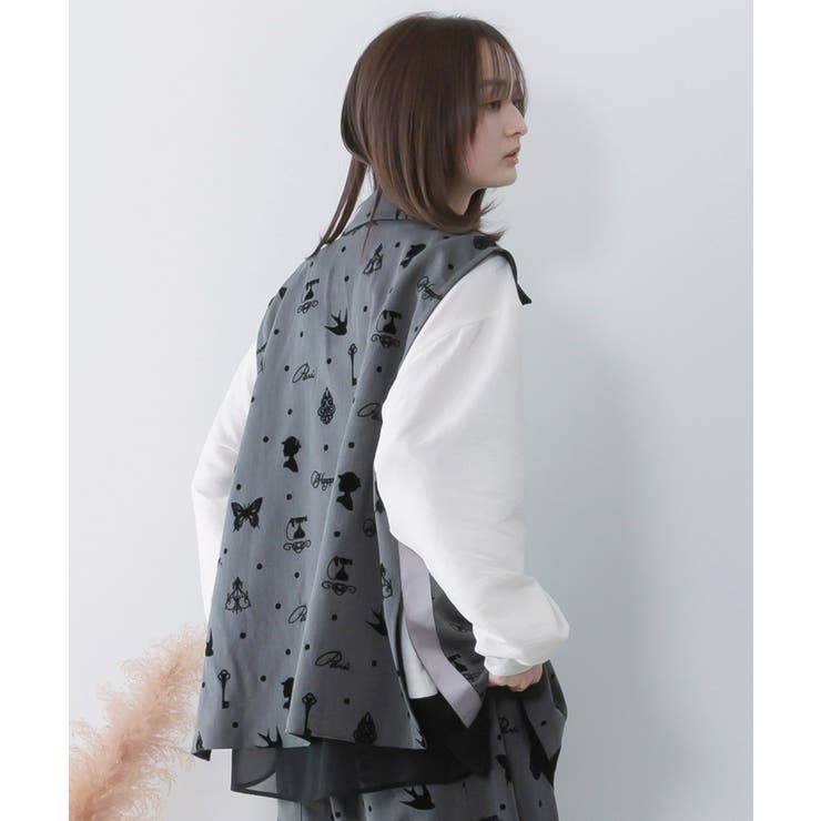 アンティーク調フロッキープリントベスト | ScoLar | 詳細画像5 