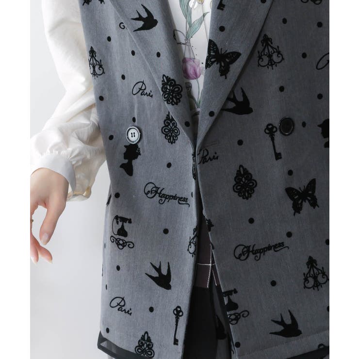 アンティーク調フロッキープリントベスト | ScoLar | 詳細画像7 