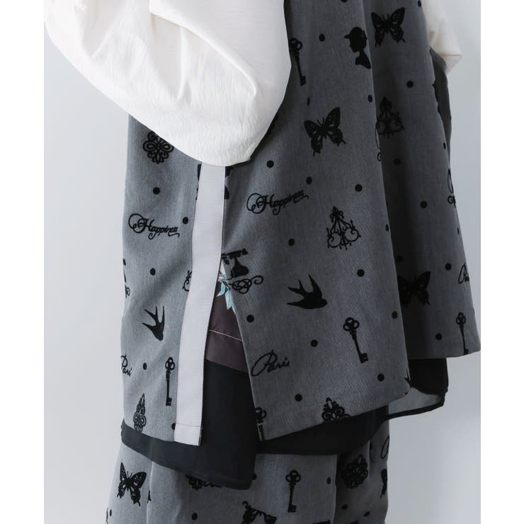 アンティーク調フロッキープリントベスト | ScoLar | 詳細画像8 