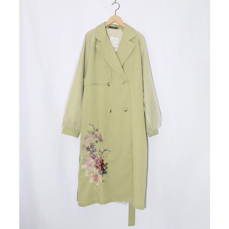 チュール重ね花刺繍ロングコート | ScoLar | 詳細画像22 