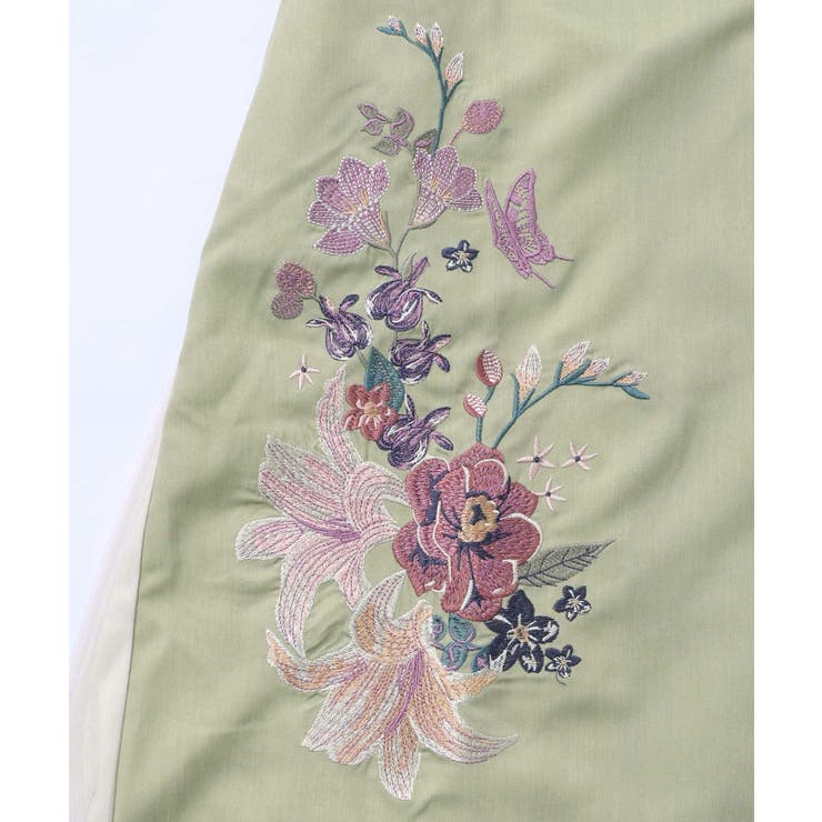チュール重ね花刺繍ロングコート | ScoLar | 詳細画像24 