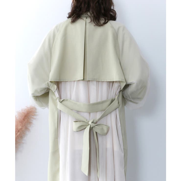 チュール重ね花刺繍ロングコート | ScoLar | 詳細画像10 