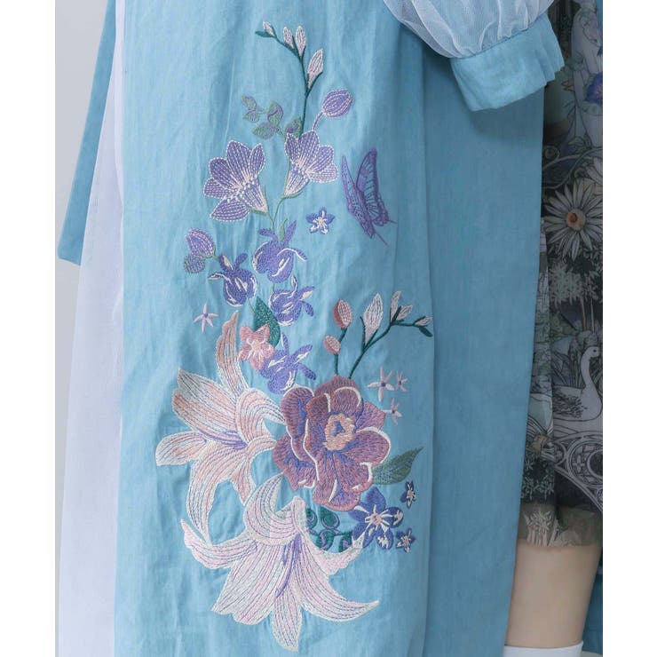 チュール重ね花刺繍ロングコート | ScoLar | 詳細画像17 