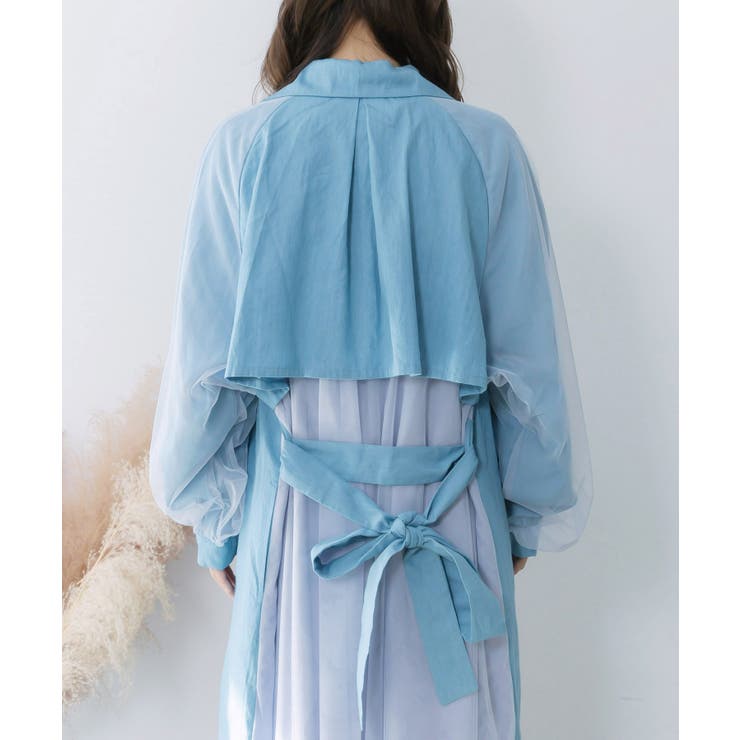 チュール重ね花刺繍ロングコート | ScoLar | 詳細画像18 