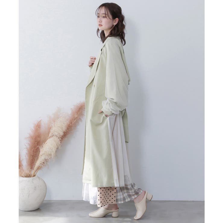 チュール重ね花刺繍ロングコート | ScoLar | 詳細画像4 