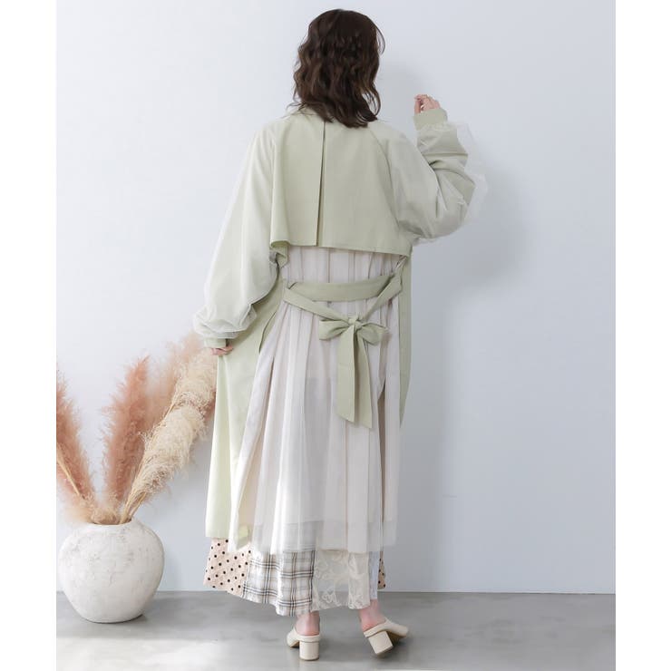 チュール重ね花刺繍ロングコート | ScoLar | 詳細画像5 