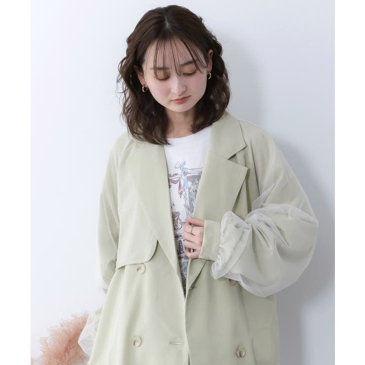 チュール重ね花刺繍ロングコート | ScoLar | 詳細画像7 